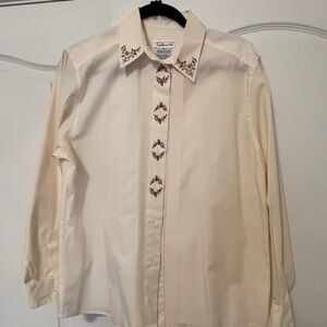 vtg Talbots Embroidered Blouse - Lovely! Size 10